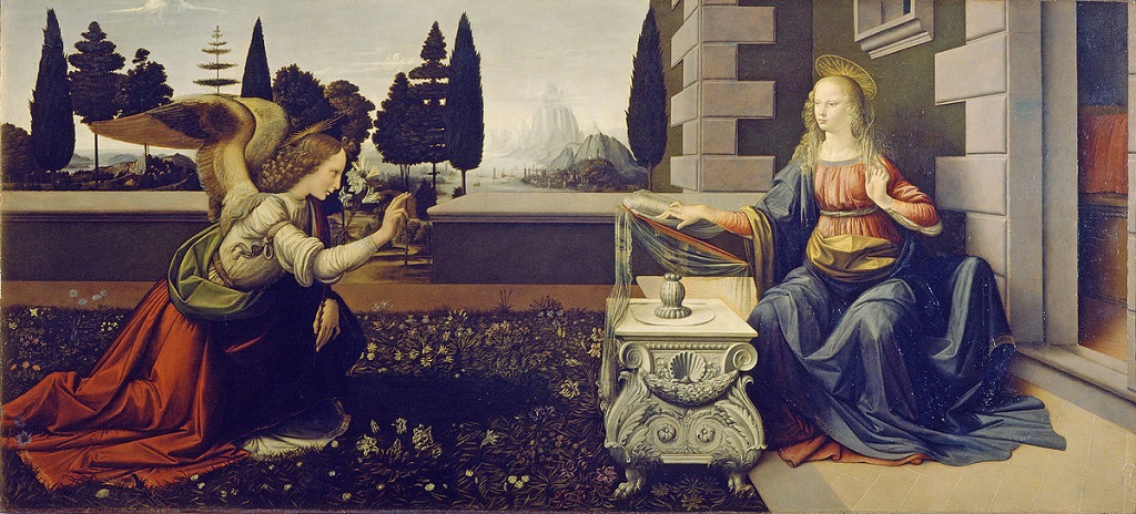 نقاشی بشارت اثر لئوناردو داوینچی